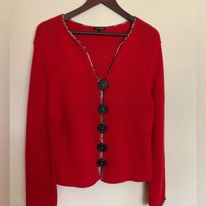 600 West Red Knit Cardigan Sweater